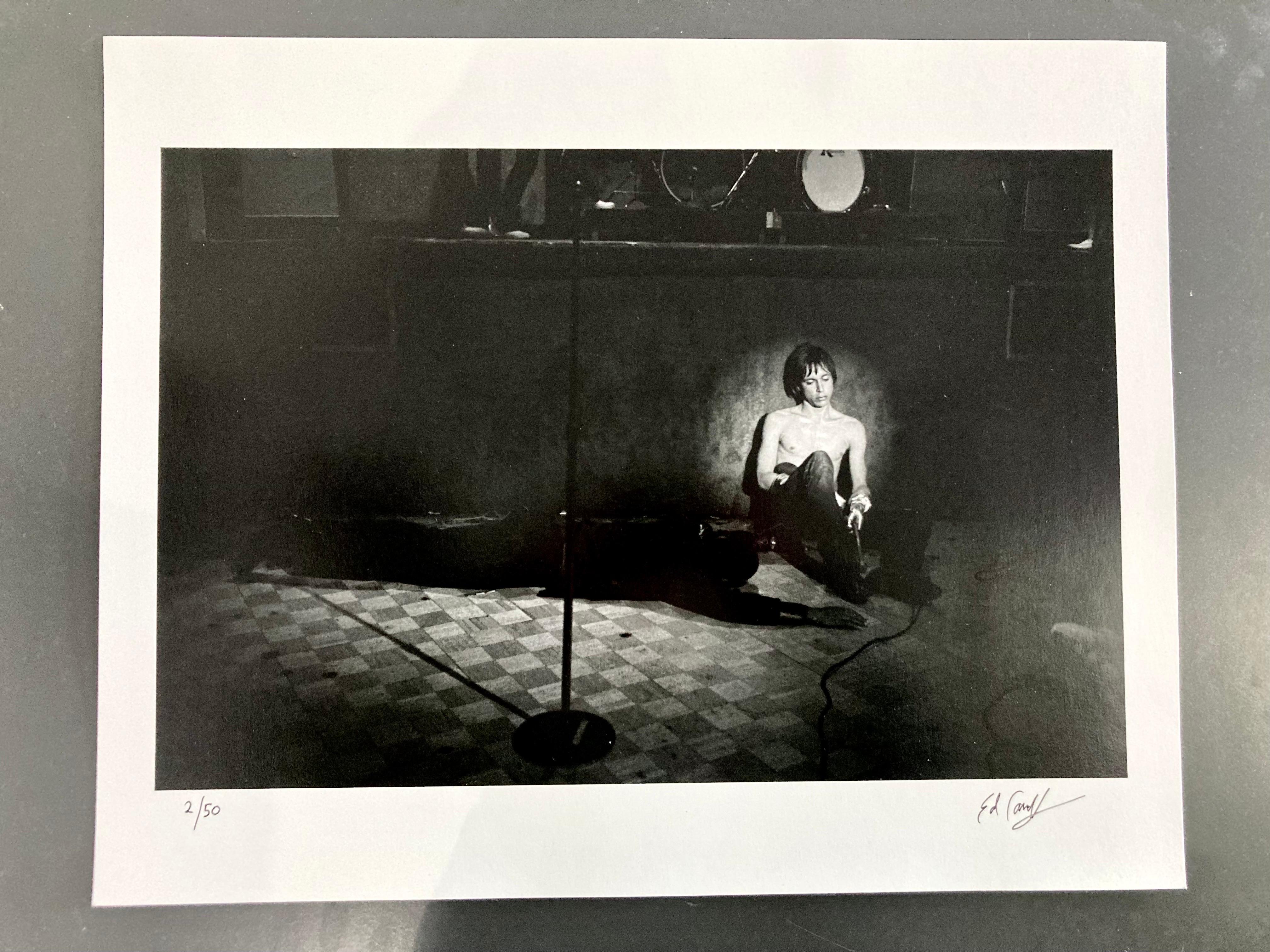 Signed limited edition. print by Ed Caraeff of Iggy Pop taken during a Stooges show at Whisky a Go Go, Los Angeles, CA, US, May 1970 by celebrated photographer, Ed Caraeff

Signed limited edition print number 2/50

This stunning print is also