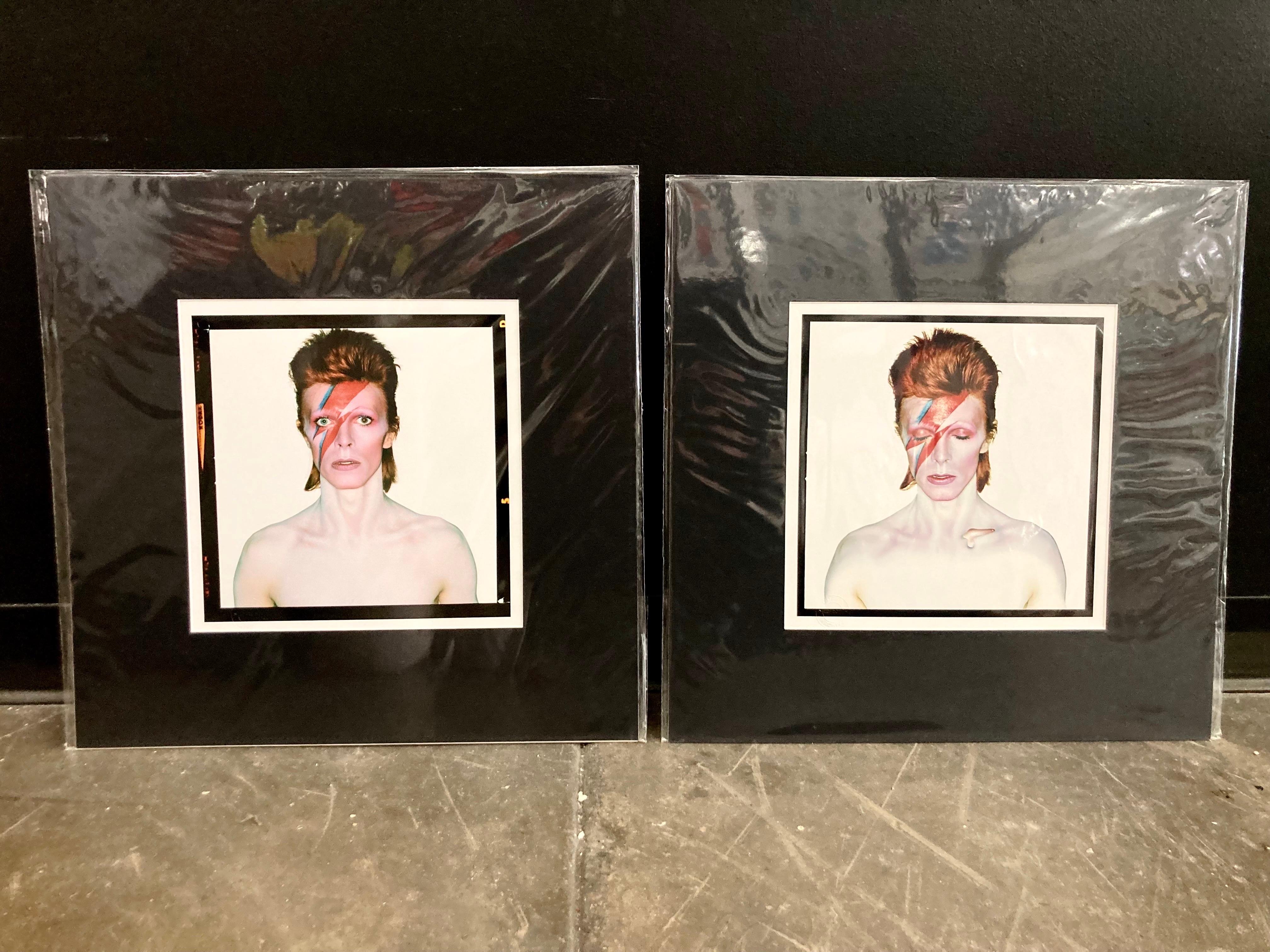 Set von 2 David Bowie Aladdin Sane Albumcoverdrucken „Eyes Open“ & „Eyes Closed“ (Zeitgenössisch), Photograph, von Brian Duffy