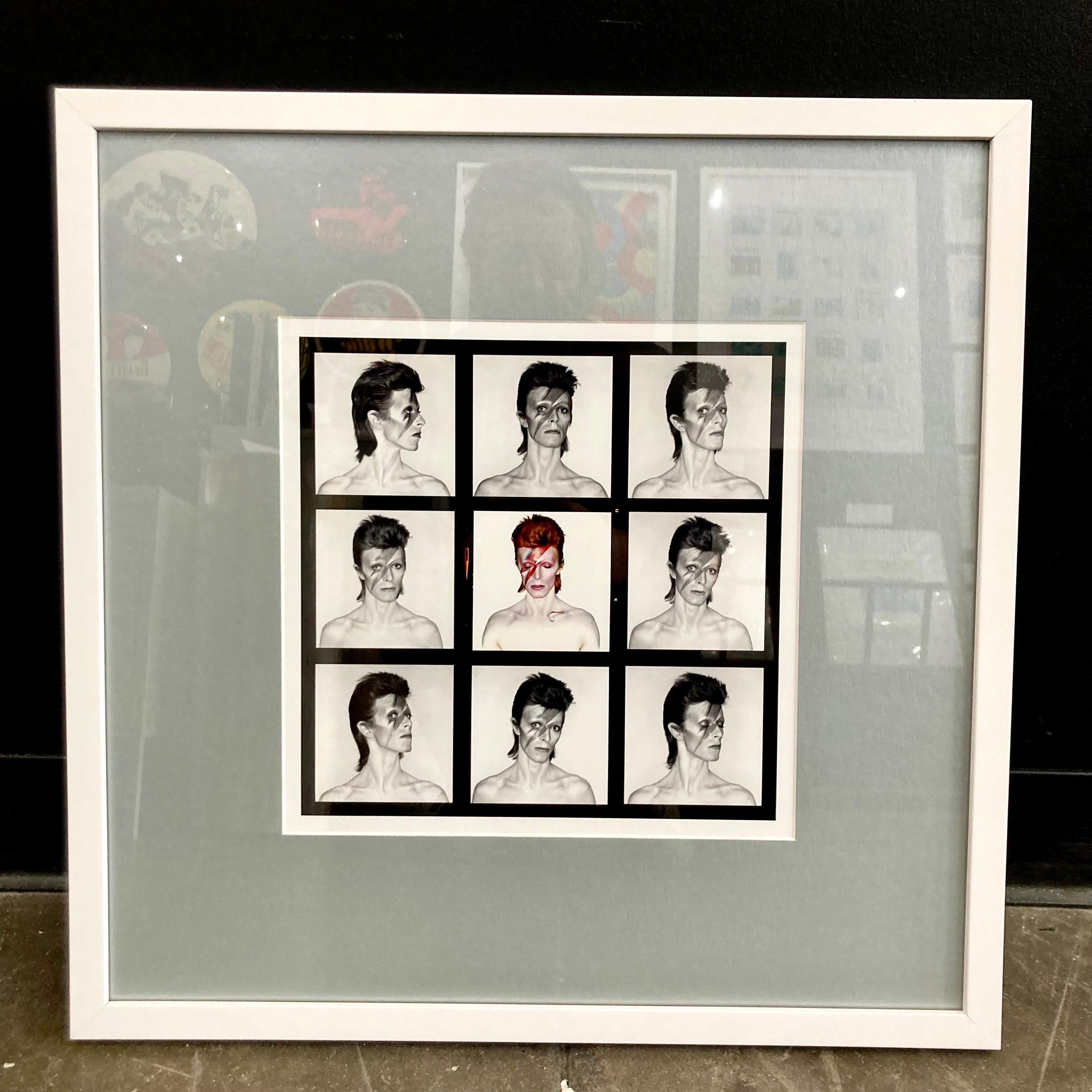 David Bowie Aladdin Sane Contact Sheet by Brian Duffy framed For Sale 2