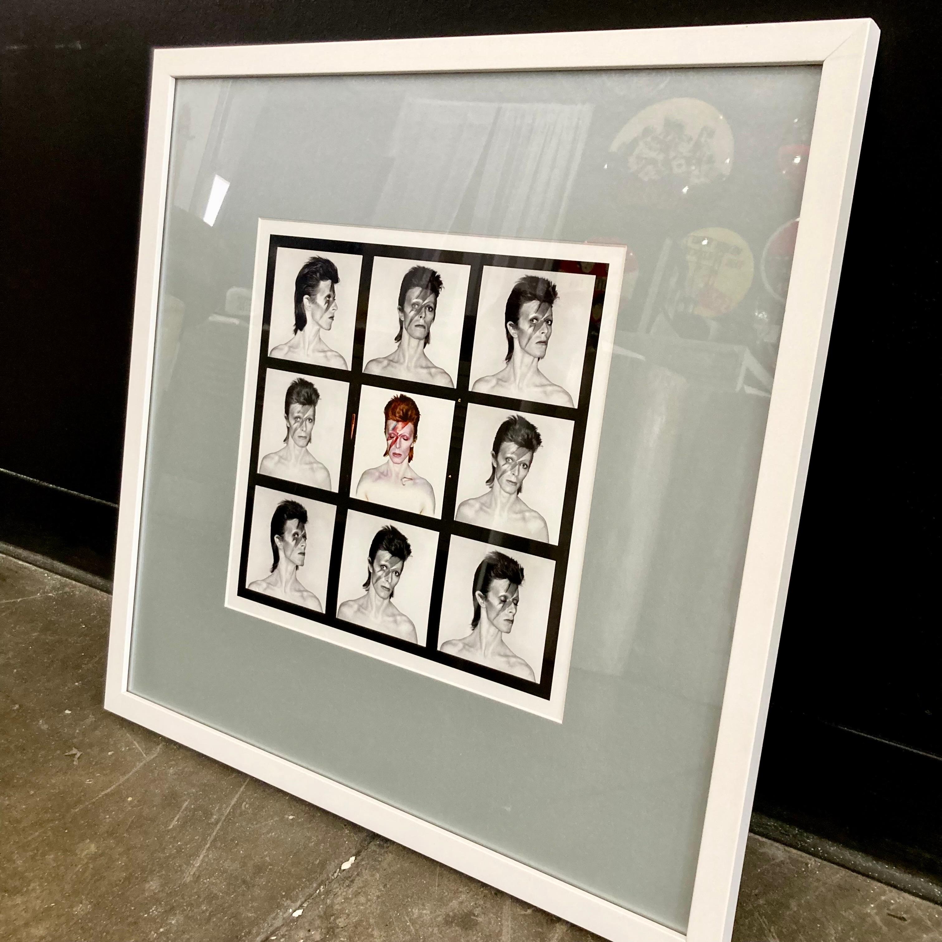 David Bowie Aladdin Sane Contact Sheet by Brian Duffy framed For Sale 1