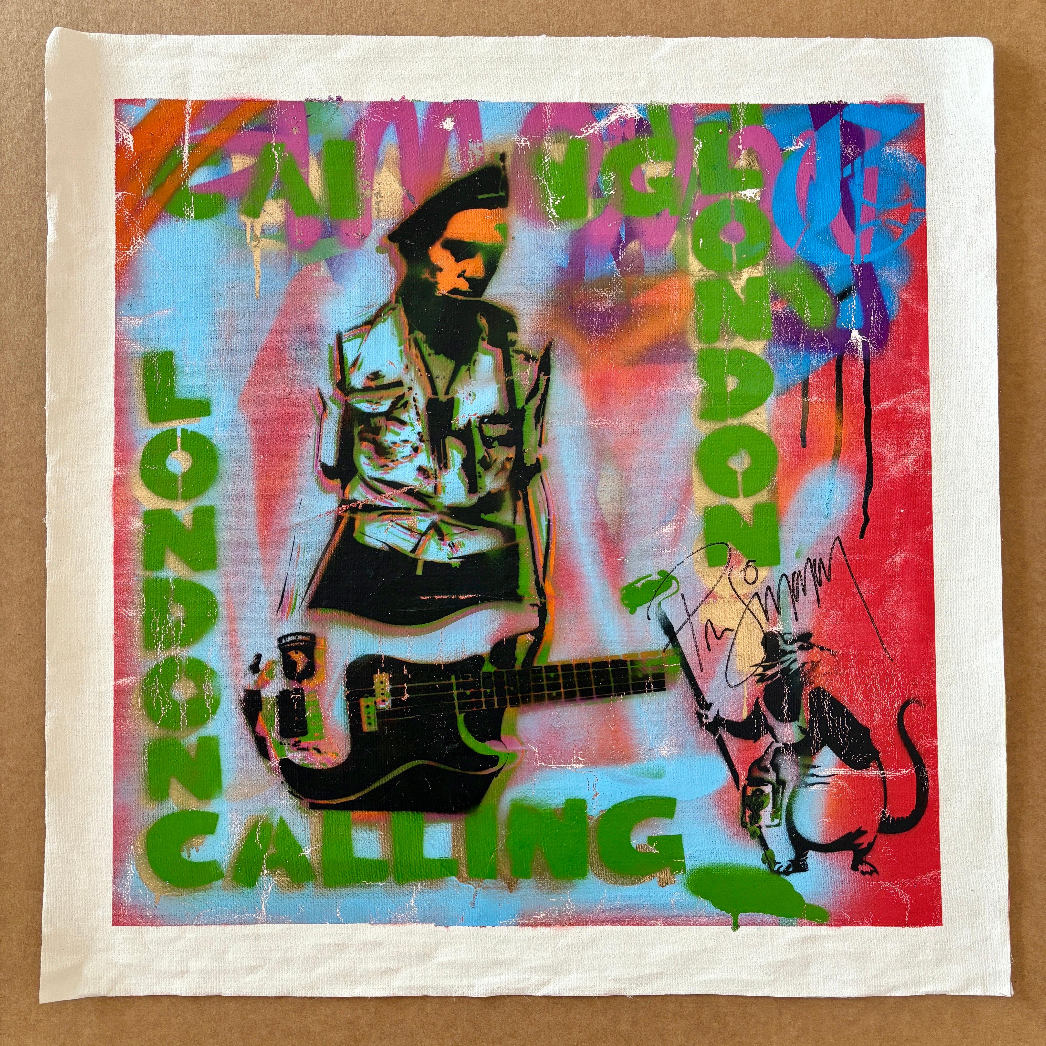 Figurative Painting di Jagga - The Clash "London Calling" co-firmata da Paul Calle