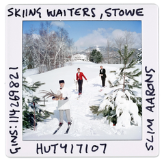 Skiing Waiters, Retro Color Slide Print by Slim Aarons