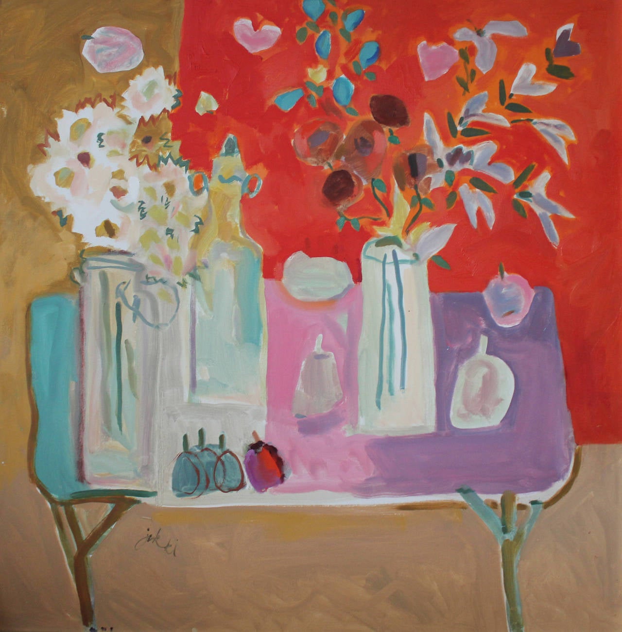 Zygmund Jankowski Still-Life Painting - Turquoise Pears