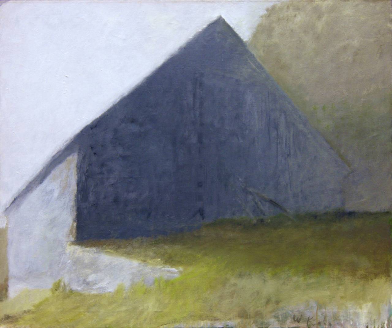 Wolf Kahn Abstract Painting - Barn in White Light