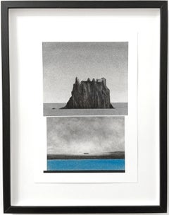 Meereslandschaft, Original Kohle und Pastell, Abstrakte Zeichnung, Minimalistisch