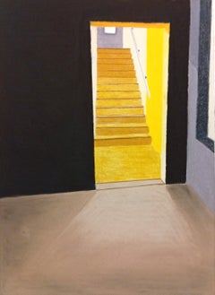 Escalier C, Original Mixed Media, Staircase, Contemporary Art, Framed