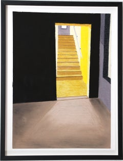 Escalier C, Original Mixed Media, Staircase, Contemporary Art, Framed