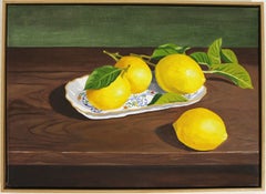 Nature morte aux citrons, Original Oil on Linen, Contemporary Still Life, Lemons
