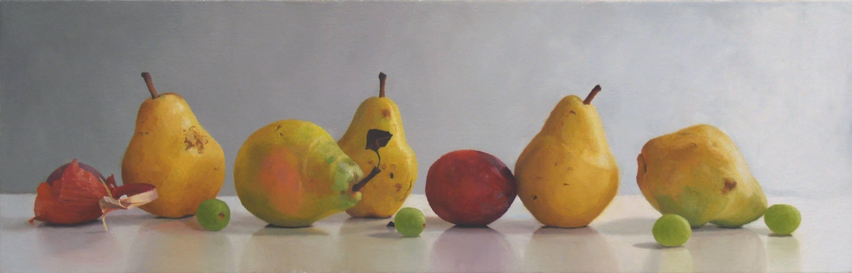 Five Pears with Pluot - Painting by Randall W. L. Mooers