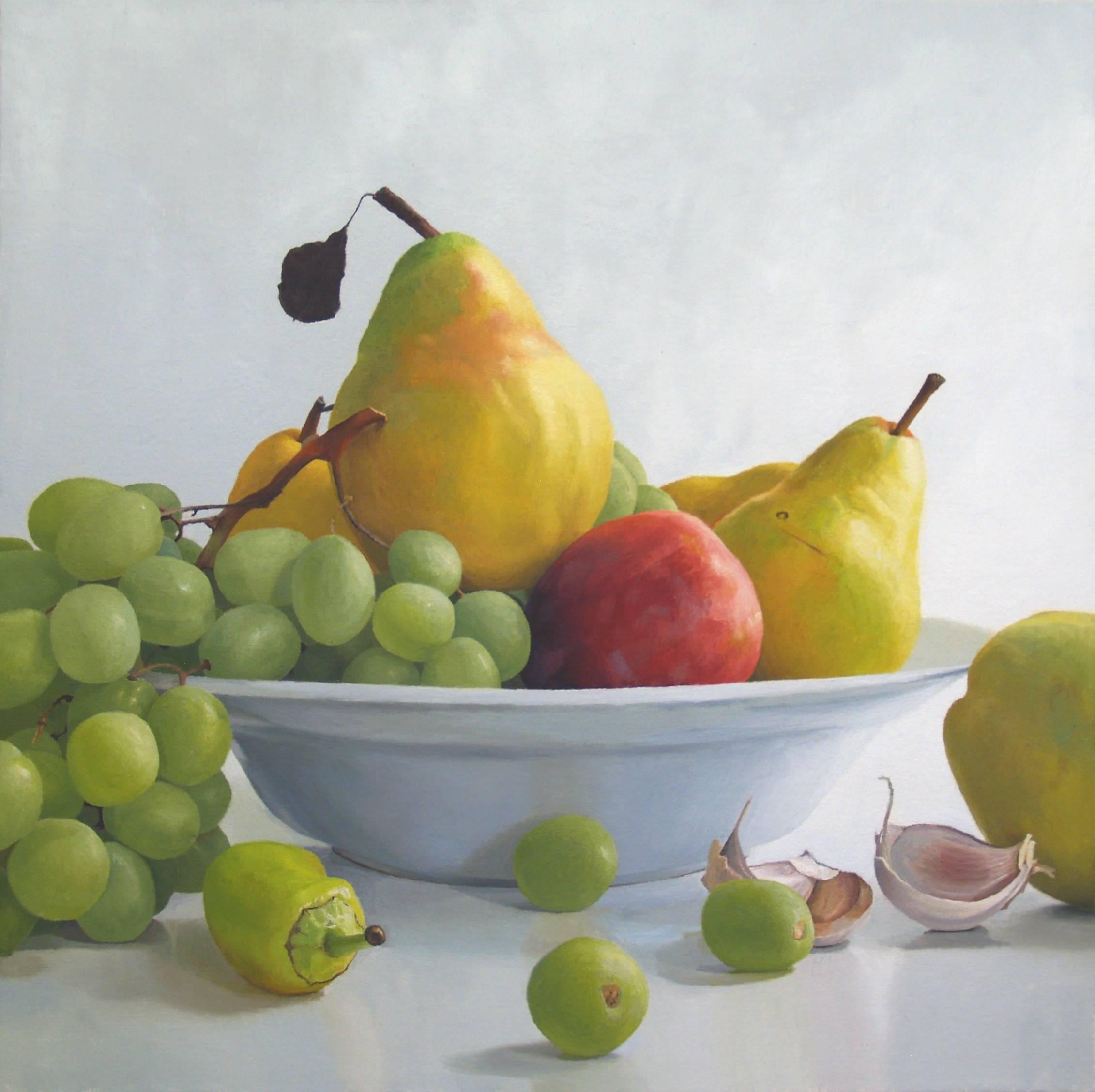 Grapes & Pears with Pluot - Painting by Randall W. L. Mooers