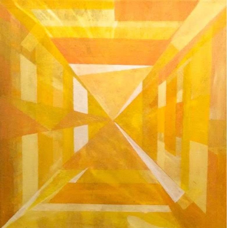 Abstract Painting Steven Kinder - Bébé jaune, avec cadre