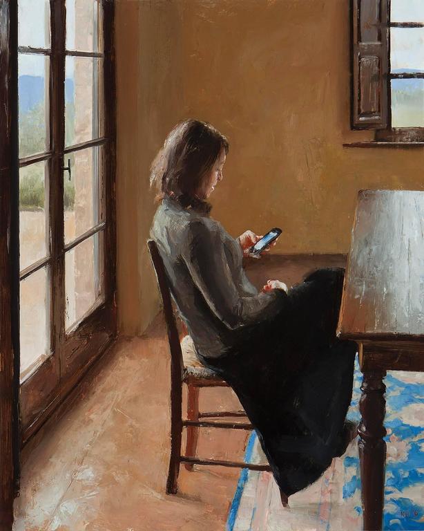kenny harris Interior Painting - Woman Reading a Letter, Framed