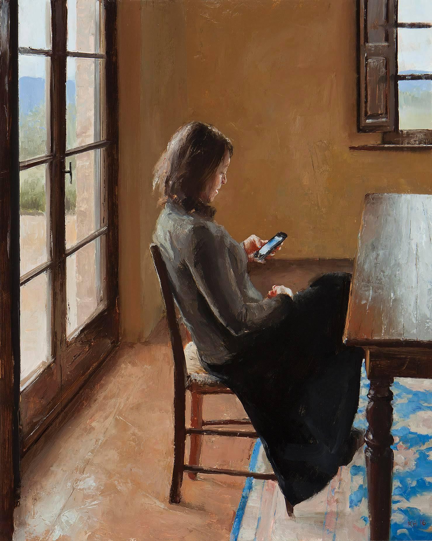 kenny harris Interior Painting – Woman Reading a Letter, gerahmt