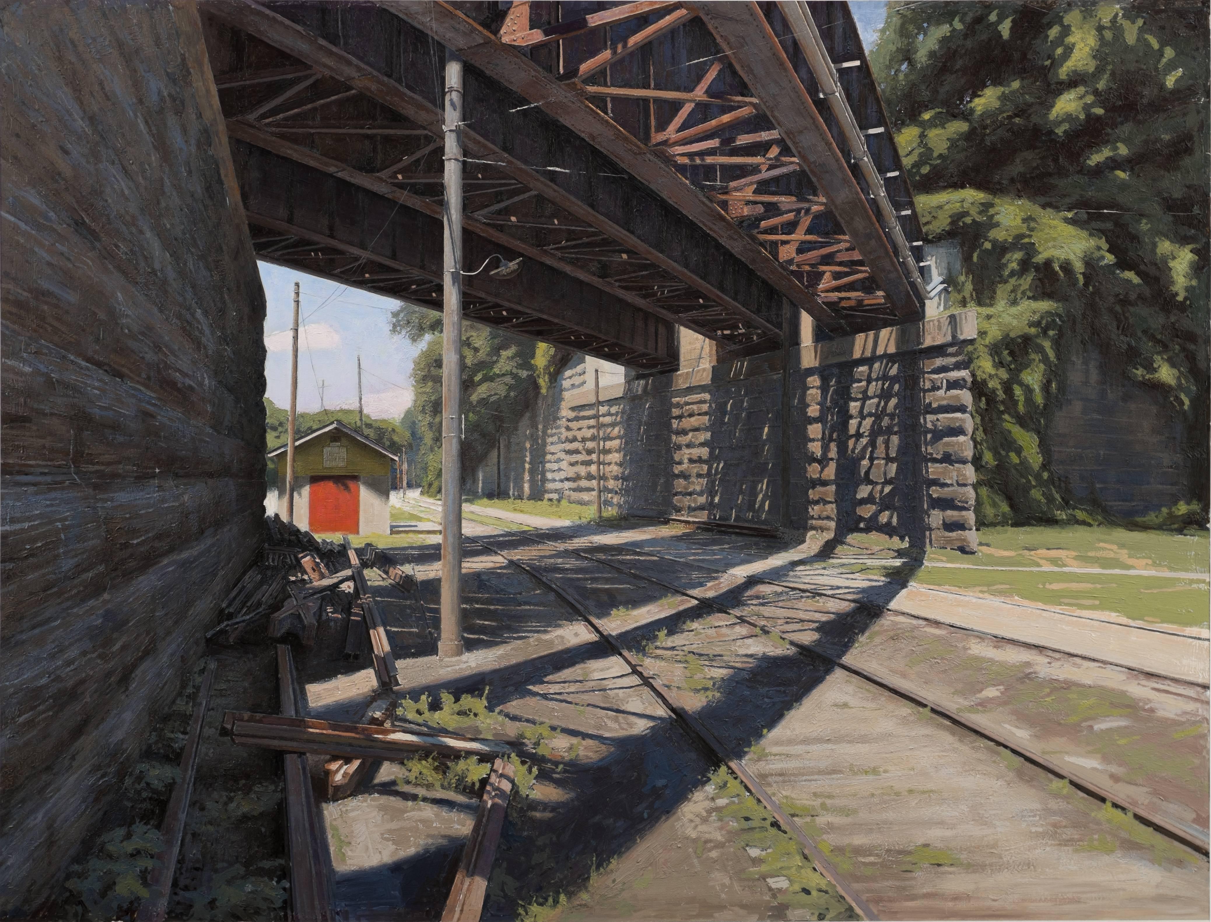 Bennett Vadnais Landscape Painting - Streetcar Museum, Framed