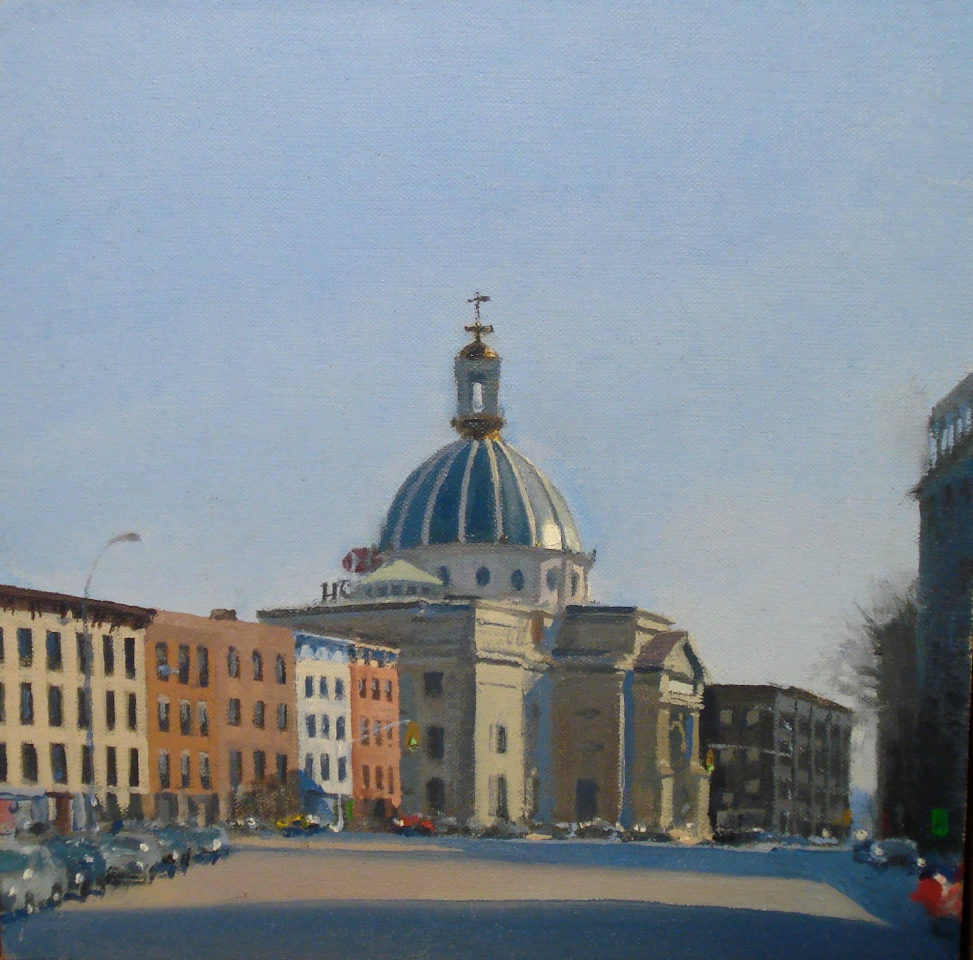 Landscape Painting di Nicholas Evans-Cato - Nuova strada,  Incorniciato