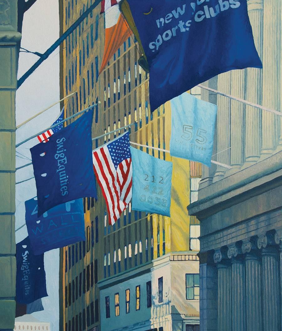 David Leonard Landscape Painting - Wall Street