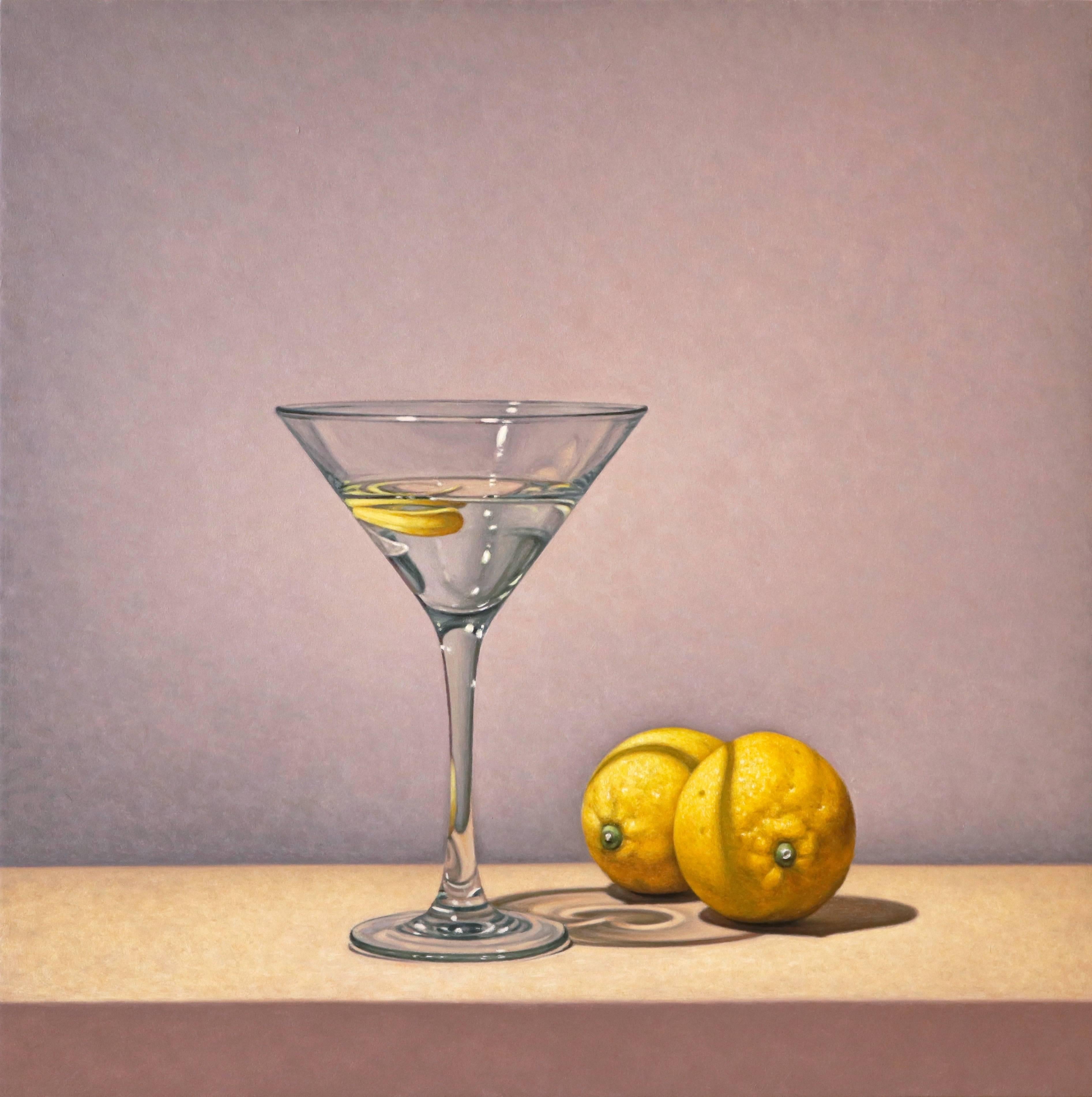 Tom Gregg Still-Life Painting - Two Lemons and Martini