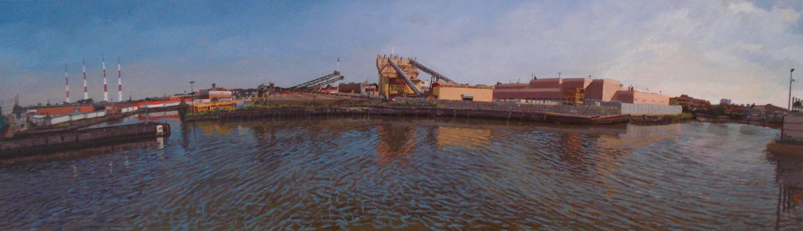 Todd Gordon Landscape Painting - View of Newtown Creek from Grand Street