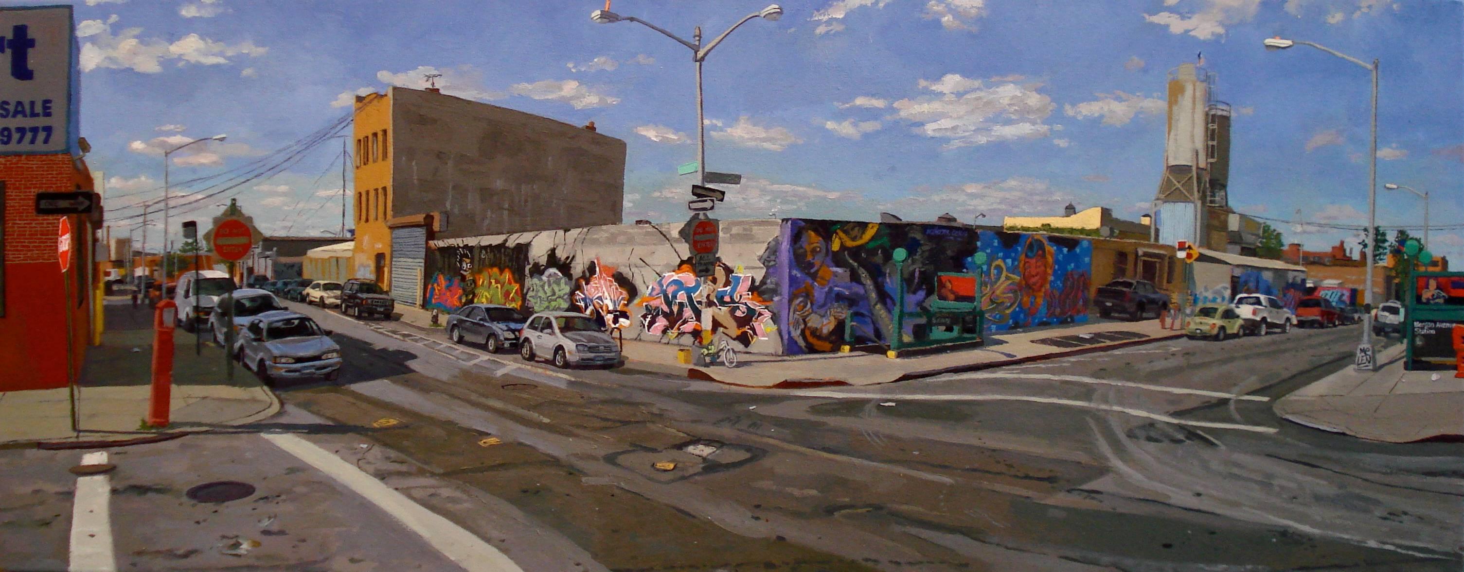 Todd Gordon Landscape Painting - View from Morgan Ave and Harrison Place
