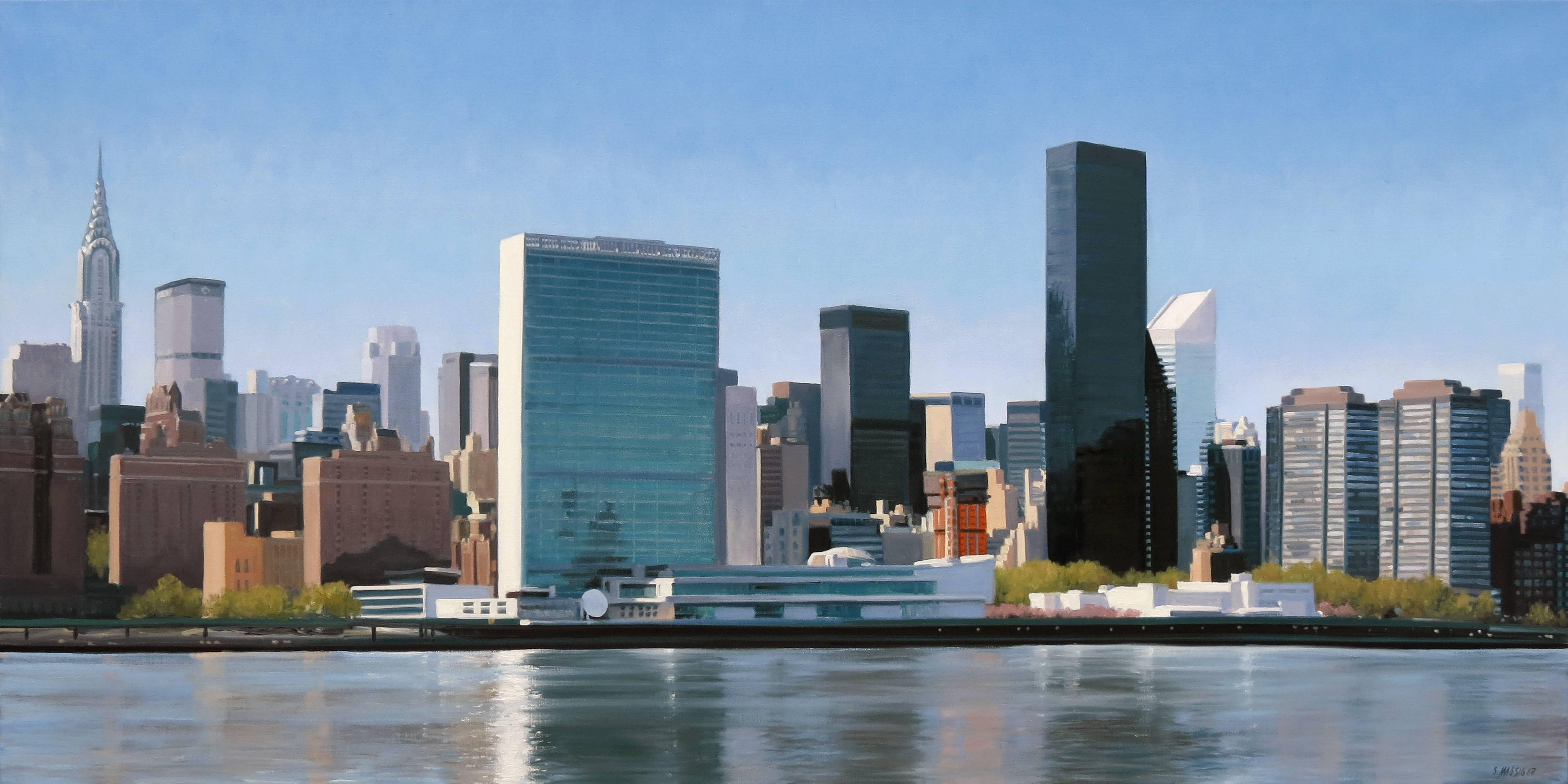 Stephen Magsig Nyc Skyline Framed Painting For At 1stdibs Stephen Magsig Nyc Skyline Framed