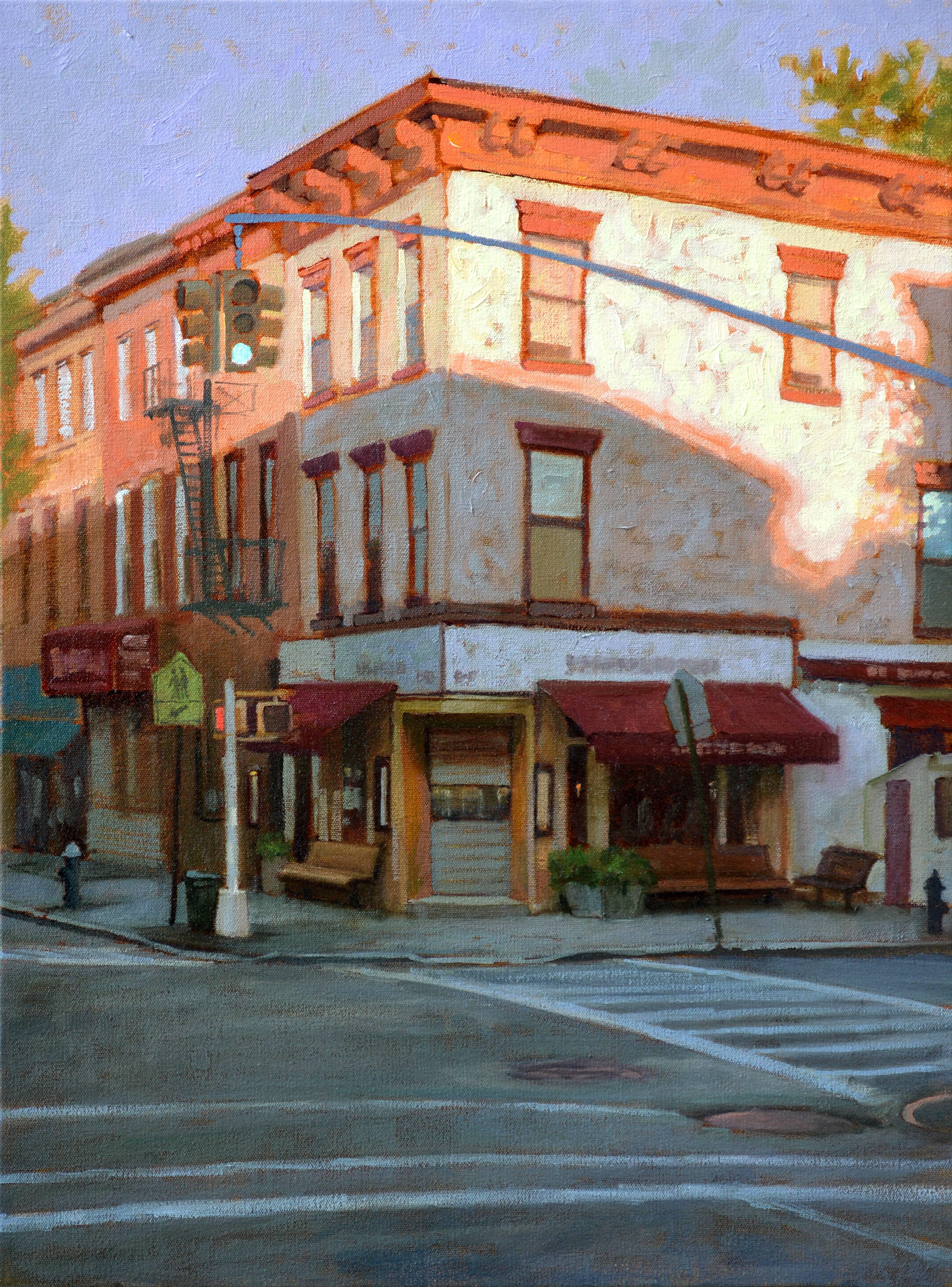 Paul Schulenburg Landscape Painting - Daybreak at the Corner, Framed