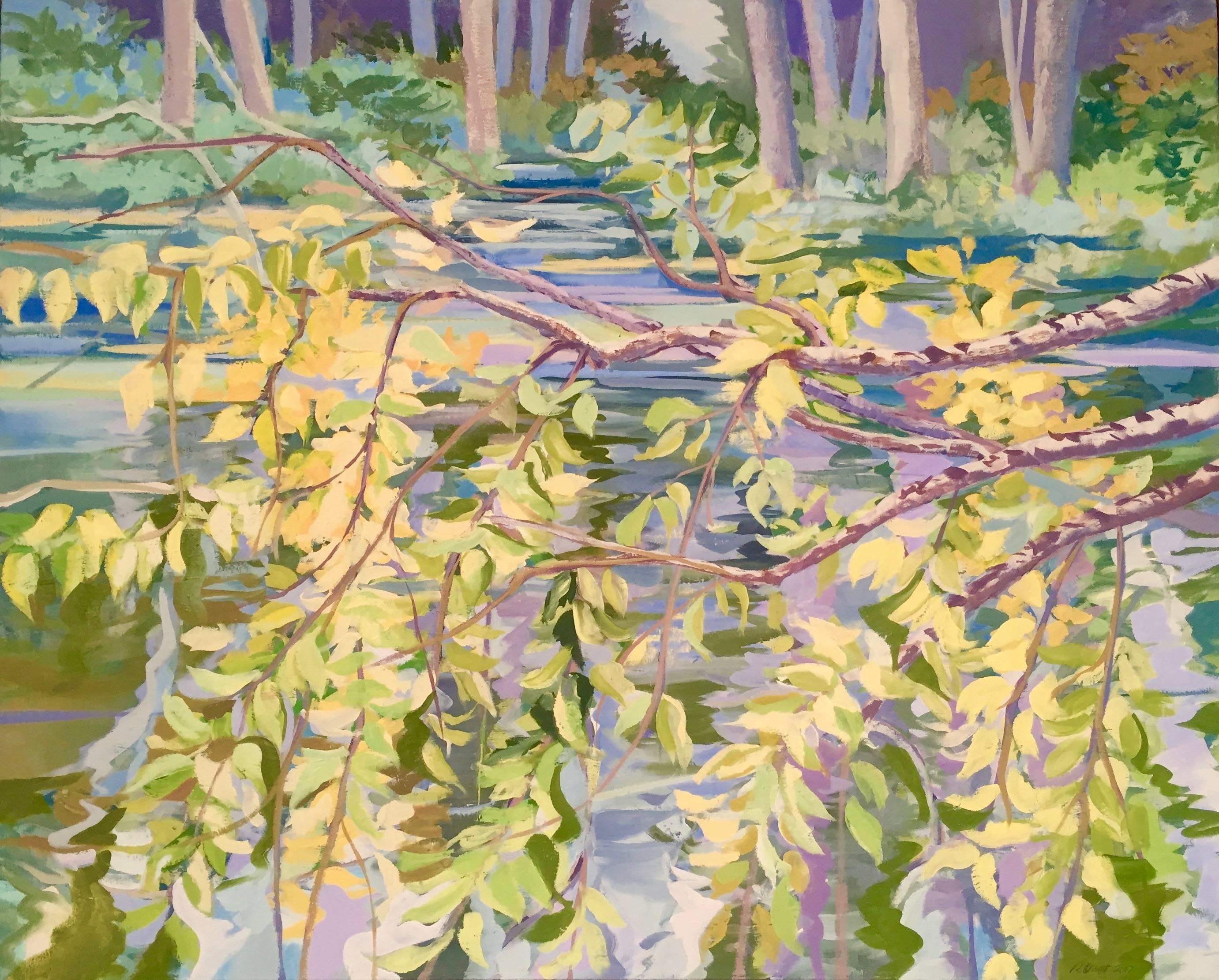 Richard Orient Landscape Painting - Lakeside Birch, Framed