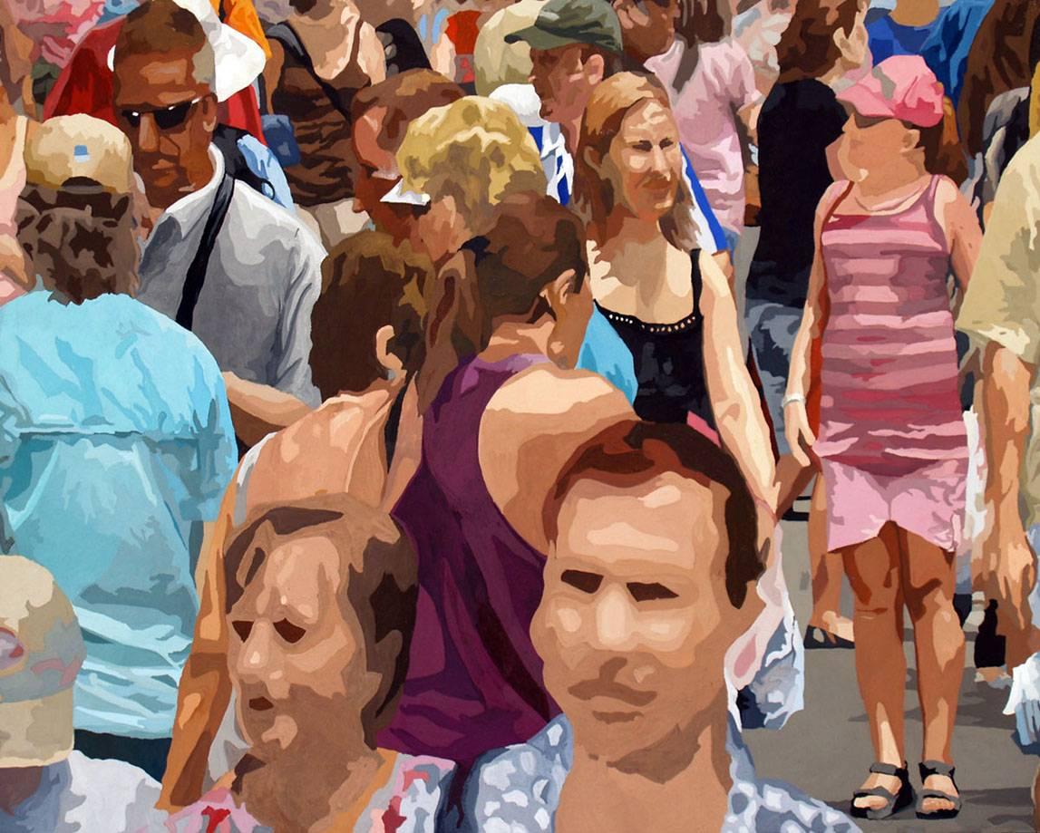 James Oliver Figurative Painting - Crowd (Composition #10), Framed