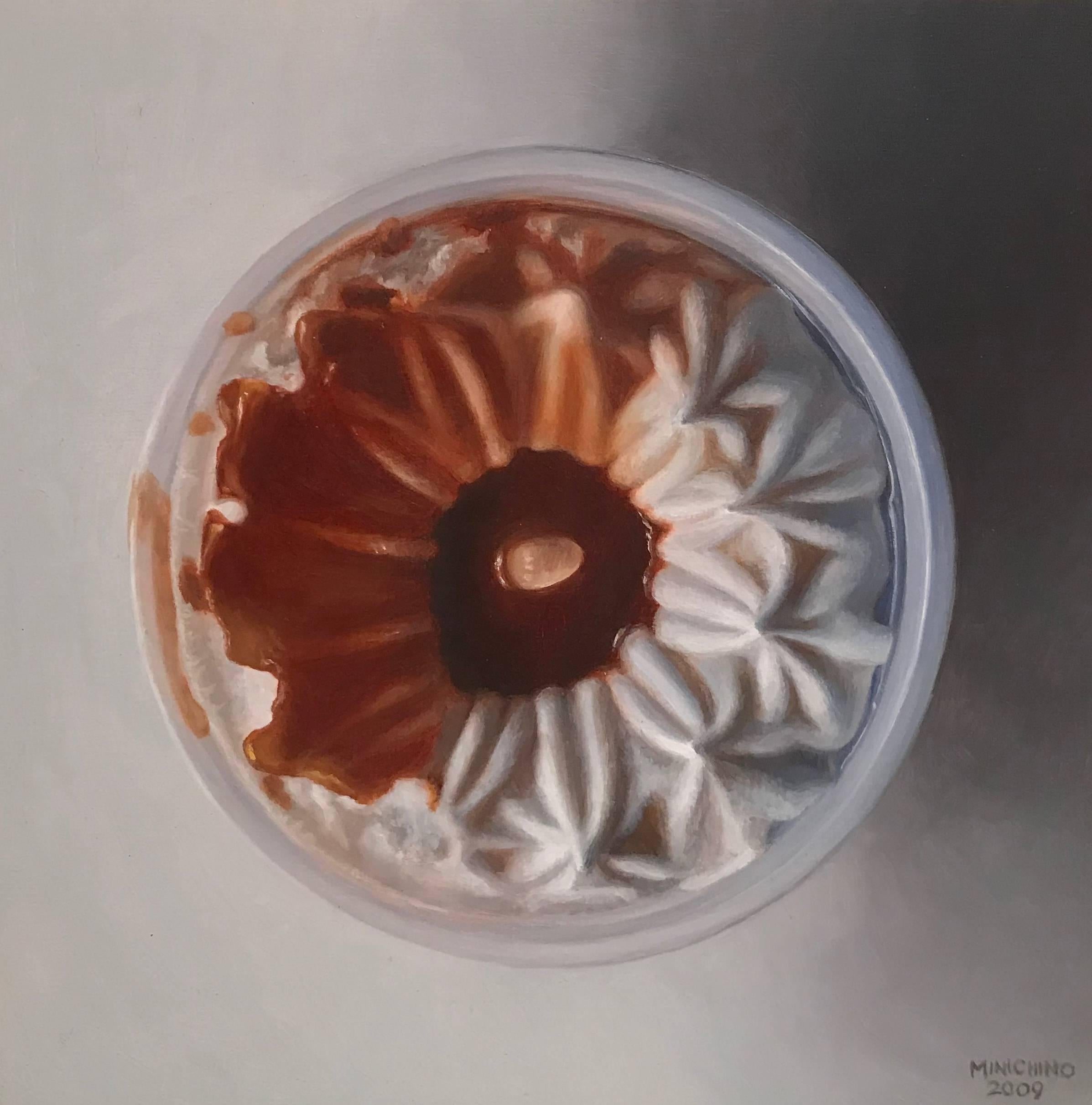 Gina Minichino Still-Life Painting - Caramel Ice Cream Cup, Framed