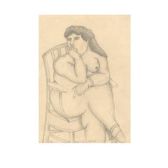 Mujer Desnuda en la Silla, Lithograph, Framed 2