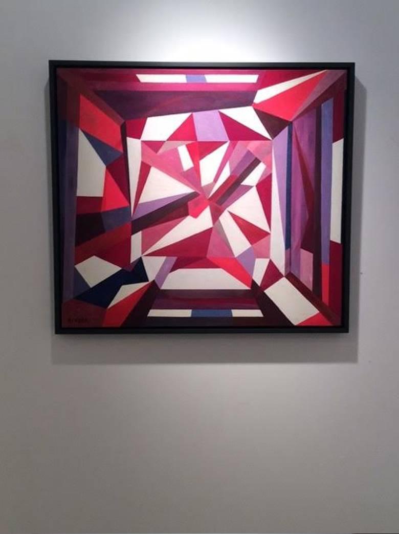 F-Red-G28-15 in Red, Framed  - Painting by Steven Kinder