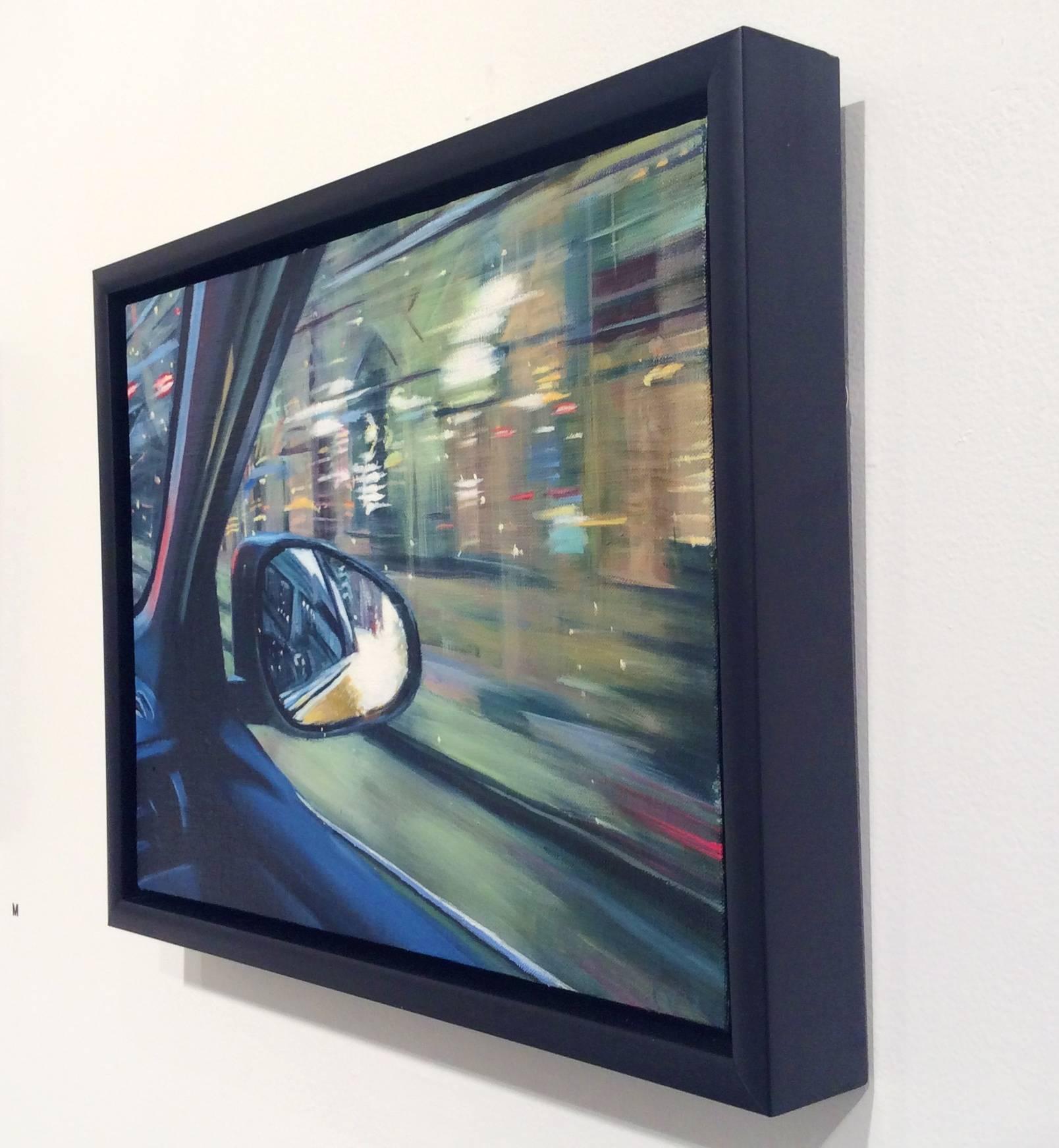 Storefronts, Early Morning, Framed - Painting by Karen Woods