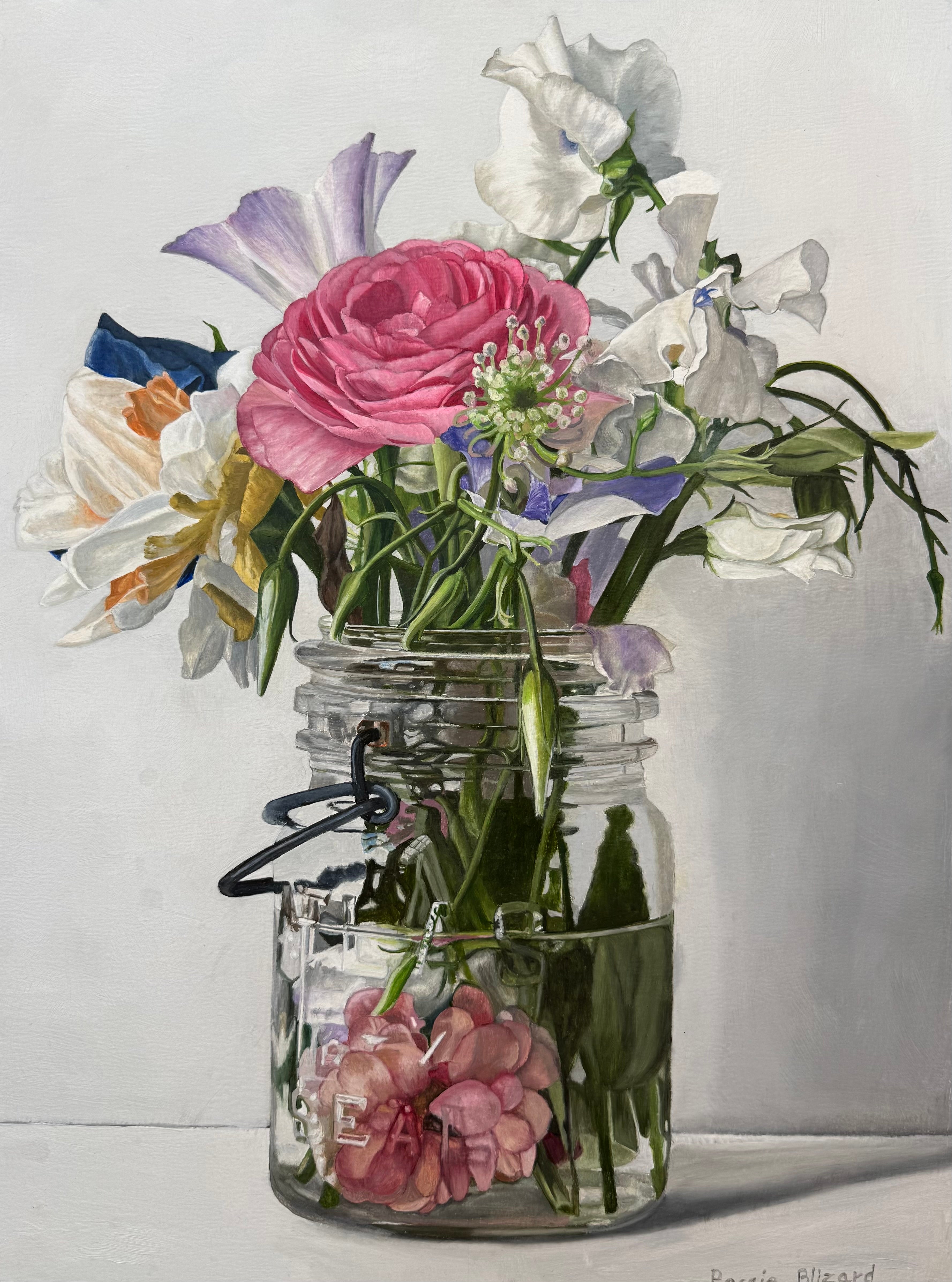 Pink Rose - Painting by Peggie Blizard