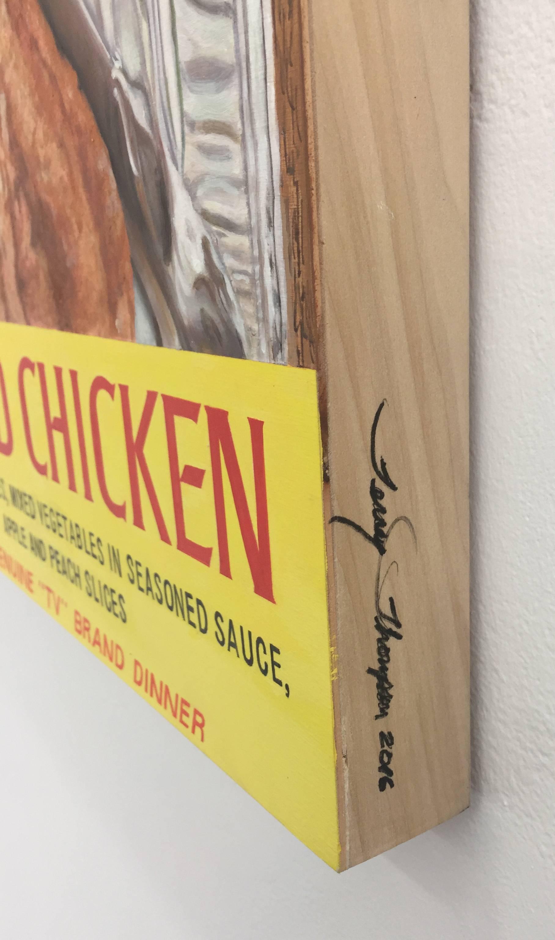 Cena in TV, pollo fritto - Painting Fotorealista di Terry Thompson