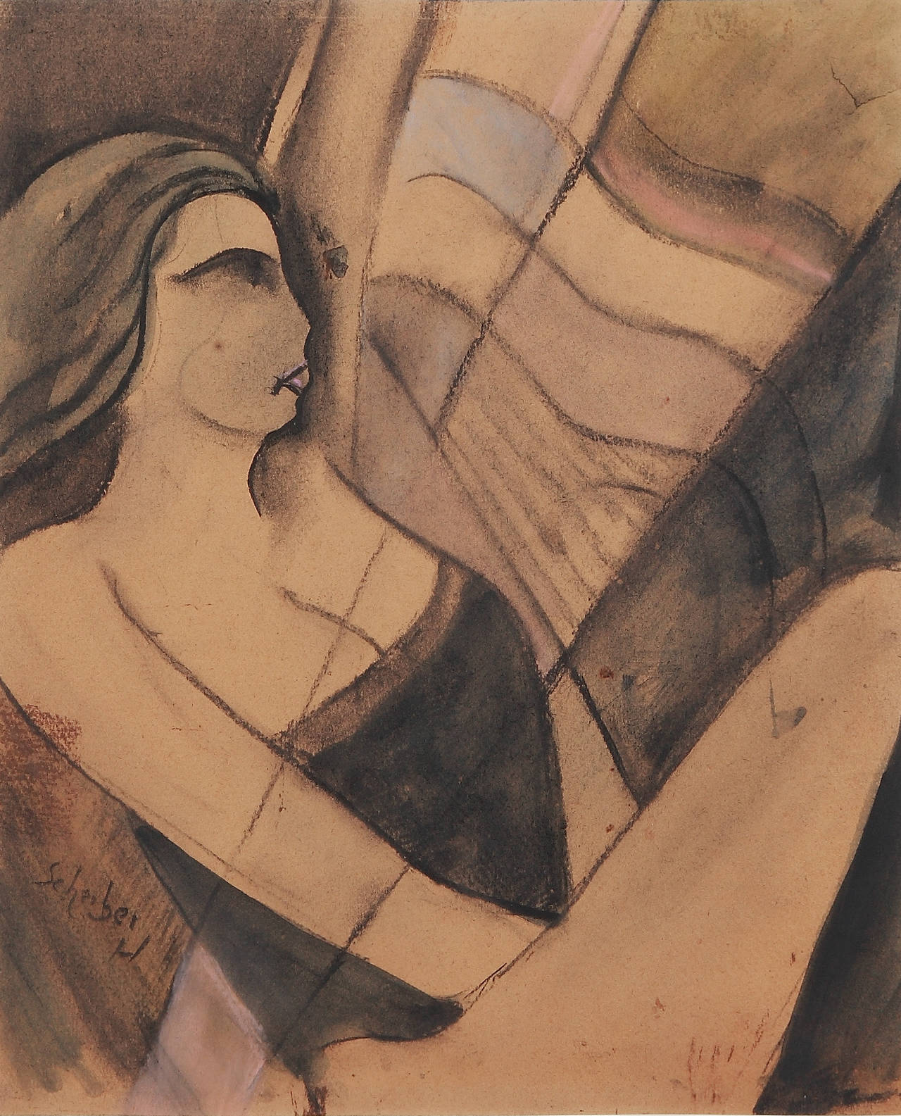 Hugó Scheiber Figurative Painting – Großer Scheiber-Pastell „Sailing“, um 1930