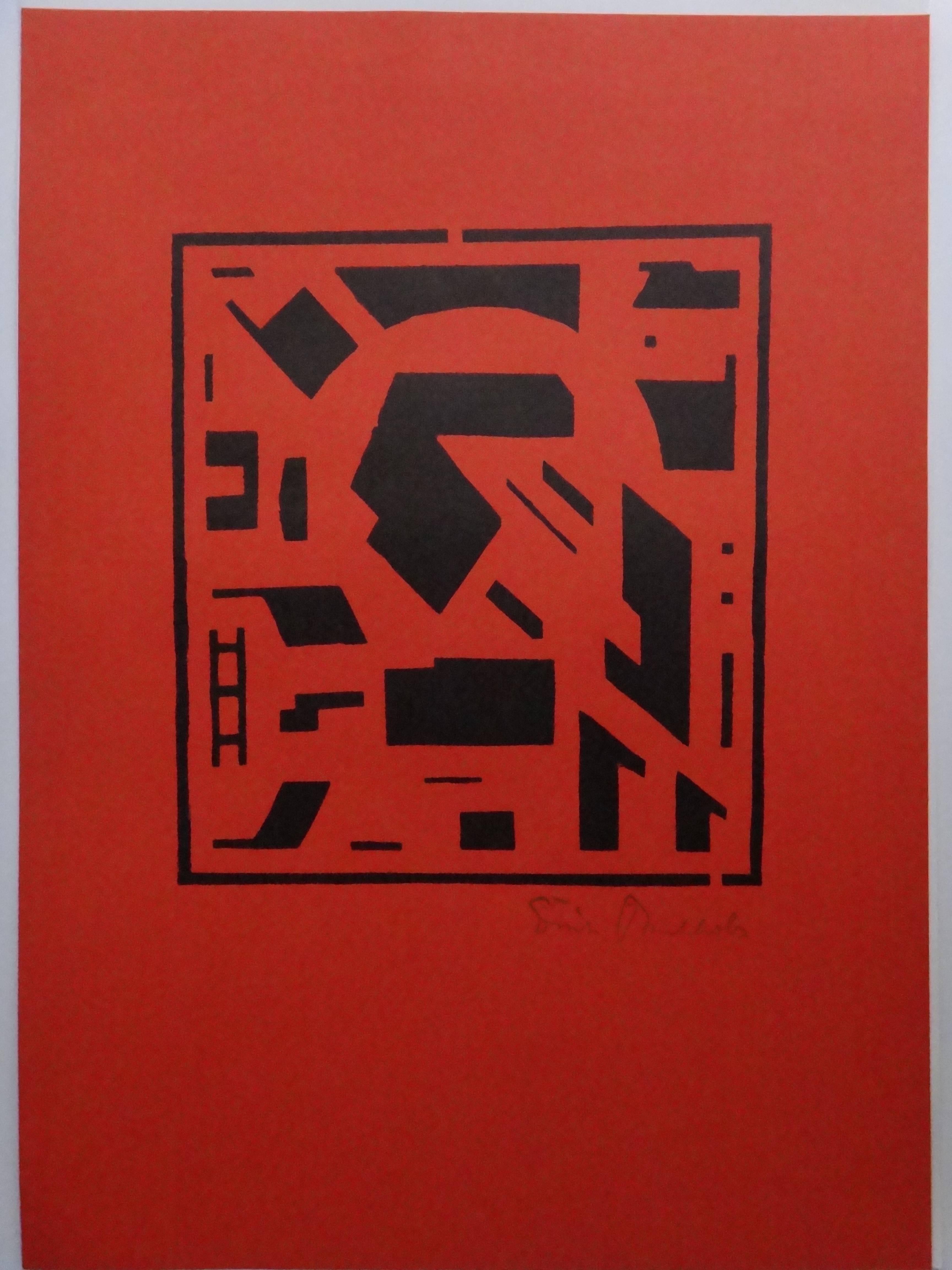 "Composition" by Erich Buchholz, Woodcut