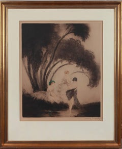 Gravure à l'eau-forte de Louis Icart « Badende » (Baigneurs ), 1926