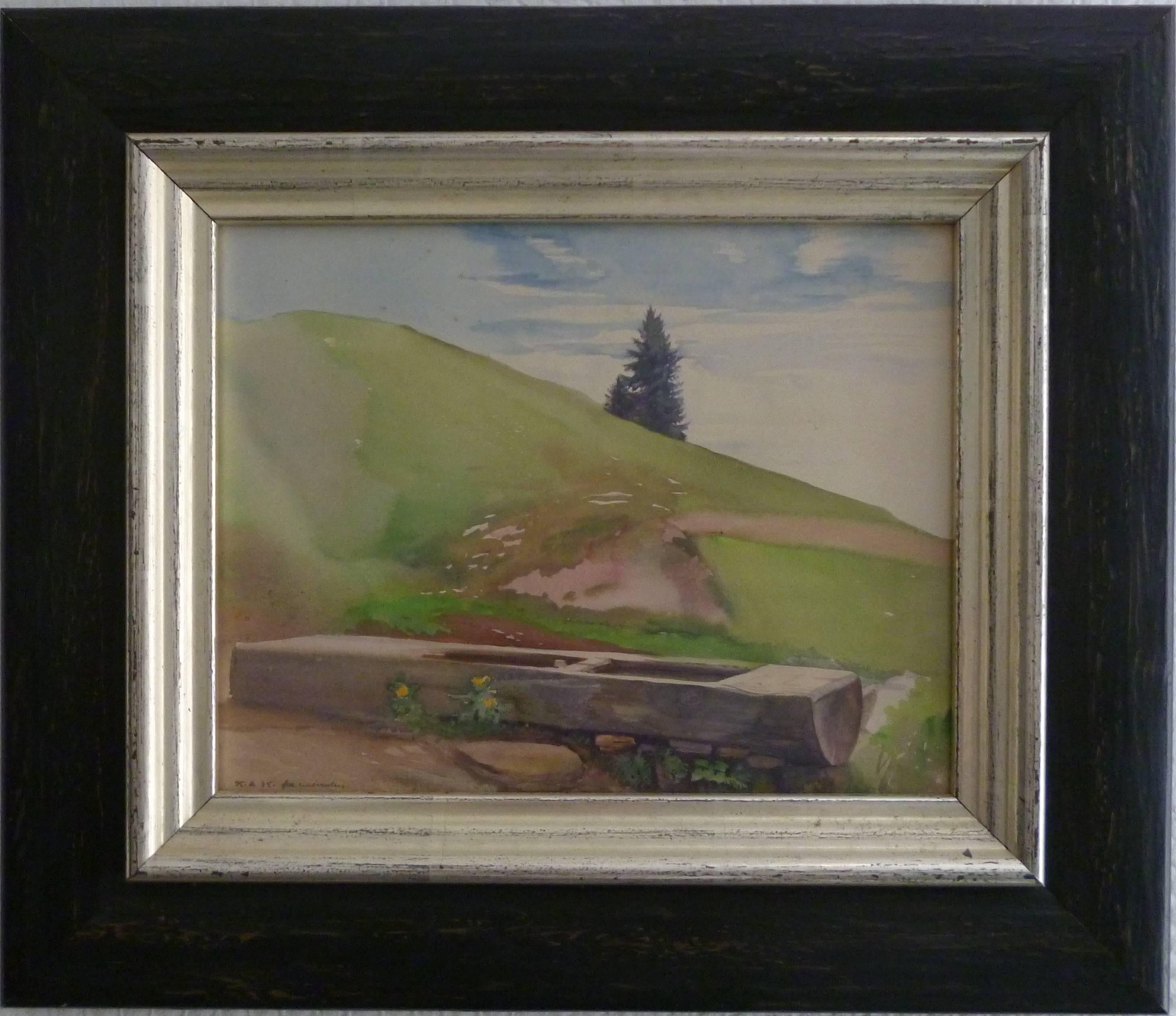 Watercolor Painting, 1935. Dated and signed in pencil lower left: 25.8.35 F.X. Unterseher
Sheet dimensions: 8.66 x 11.02 in ( 22 x 28 cm ) Framed: 15.2 x 17.72 in ( 38,6 x 45 cm )

Franz Xaver Unterseher ( 1888-1954 ) was a German painter, and