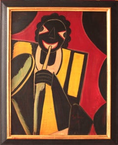 "Jazz Musician" Oil Painting 1930 by Hugó Scheiber