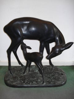 Bronze „ Hirsch mit Rehkitz“ aus Bronze von Karl Lind