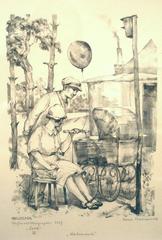 Lithografie "Wochenende" von Hans Baluschek