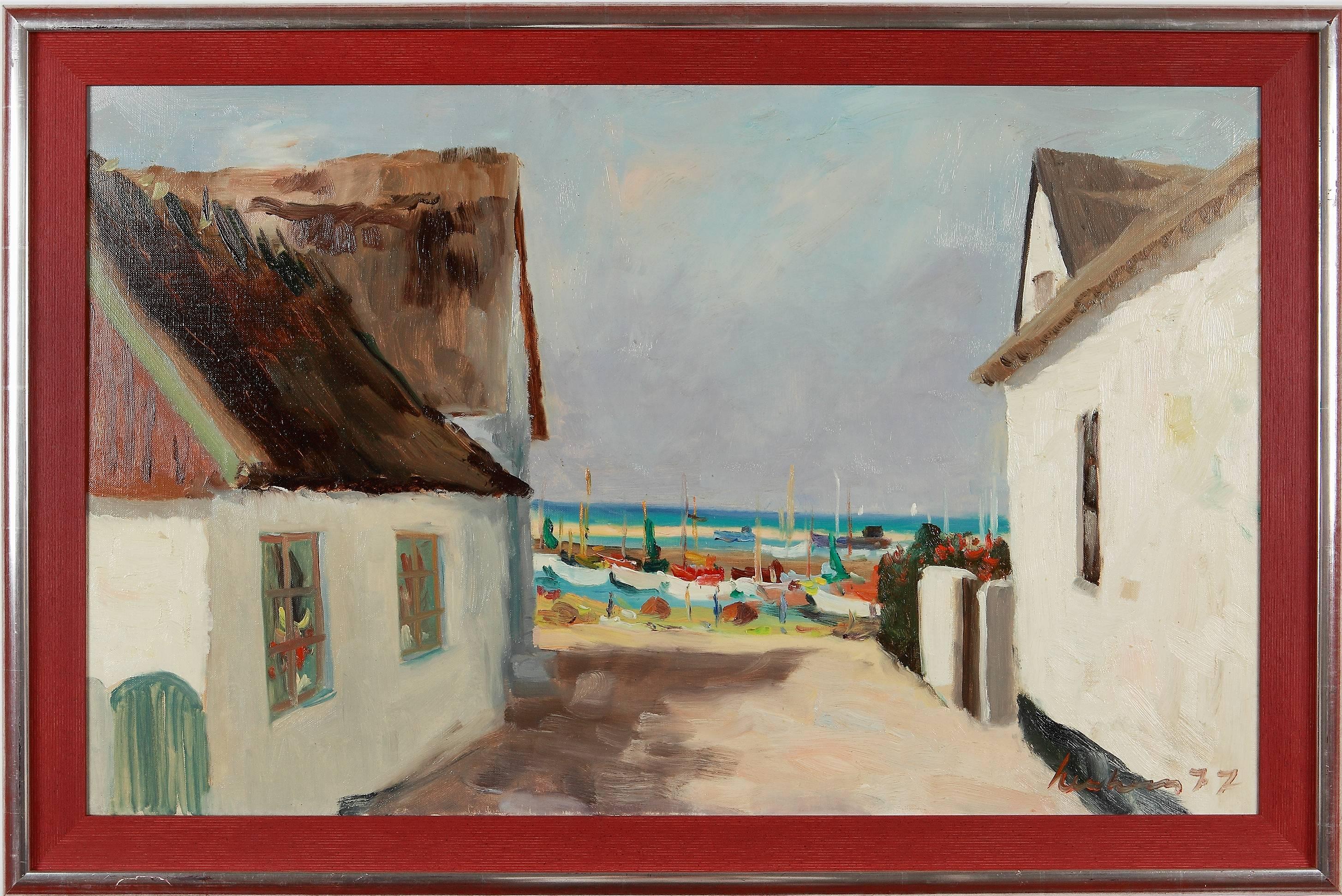 Clemens Neuhaus "Weg zum Strand" Oil Paint on Canvas 1977