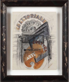Uberto Bonetti "Littoriali, cultura e arte" Watercolor on Paper