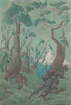 Watercolor on Cardboard "Arven am Matterhorn" by Carmina Manger, 1929