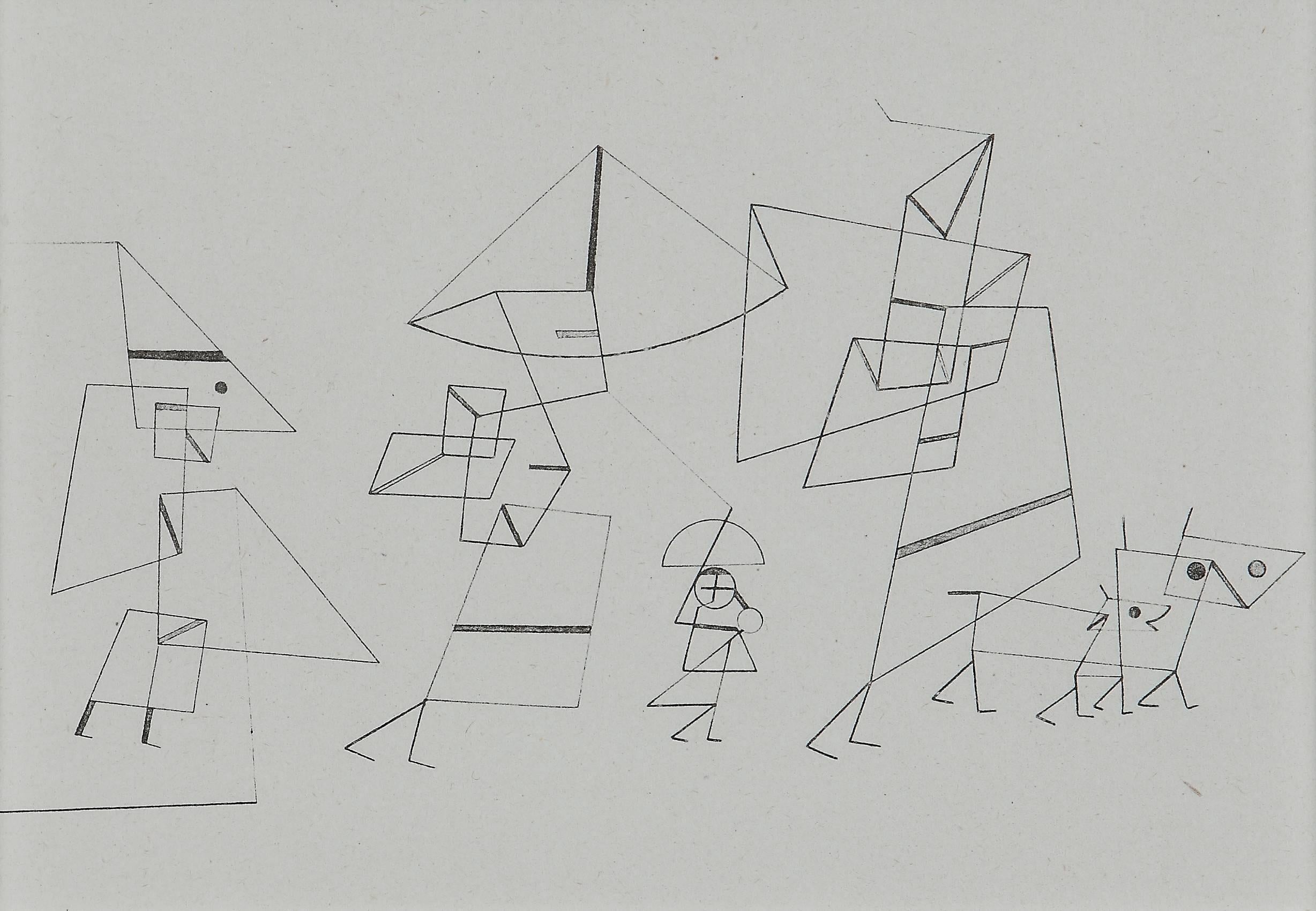 (after) Paul Klee Figurative Print - Paul Klee Etching "Familienspaziergang ( Tempo II )"