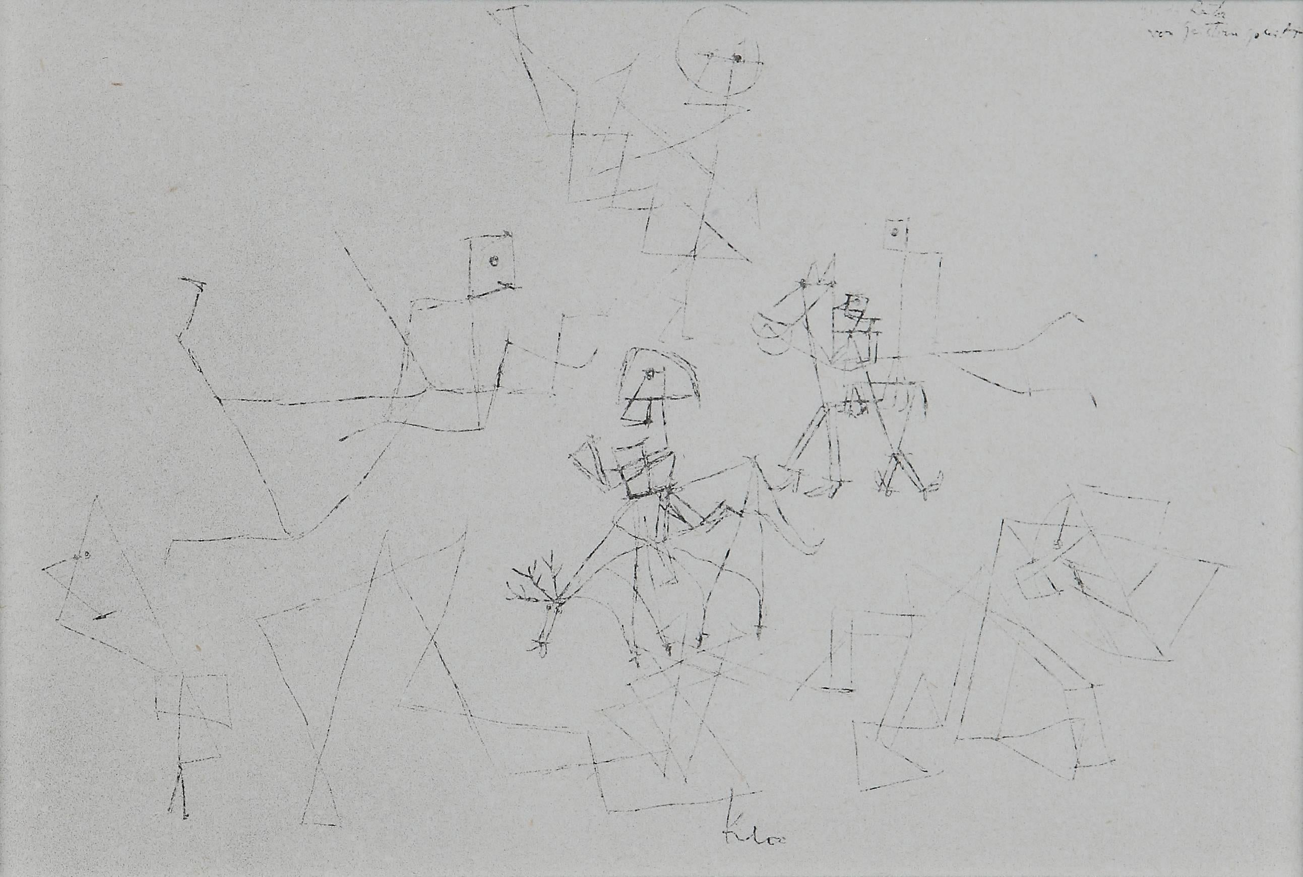 (after) Paul Klee Figurative Print - Paul Klee Etching "Zwei Reiter von Geistern geleitet"
