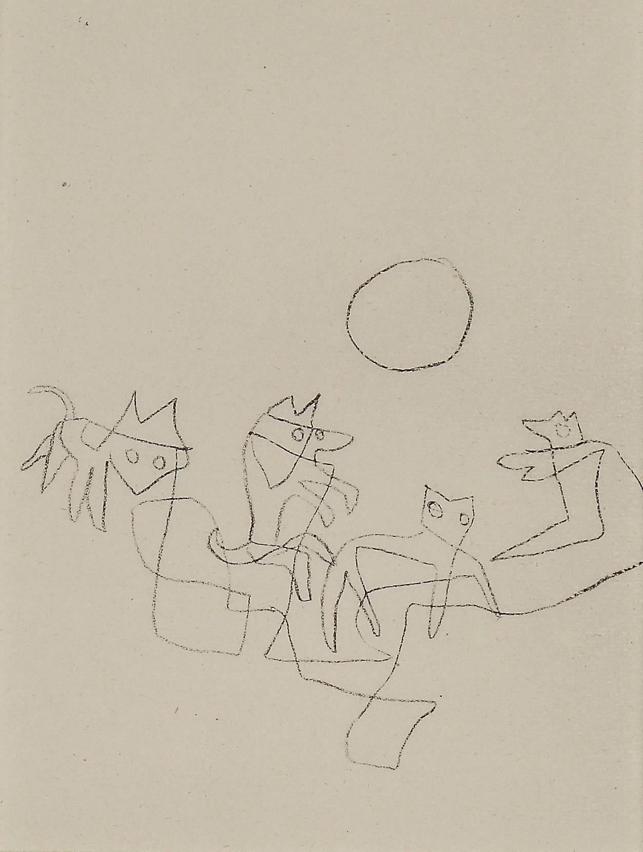 (after) Paul Klee Animal Print - Paul Klee Etching "Tiere bei Vollmond"
