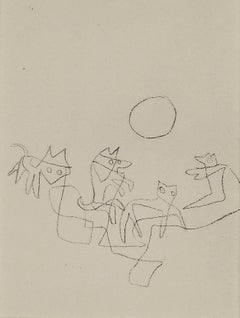 Jean Paul Klee Radierung „Tiere bei Vollmond“