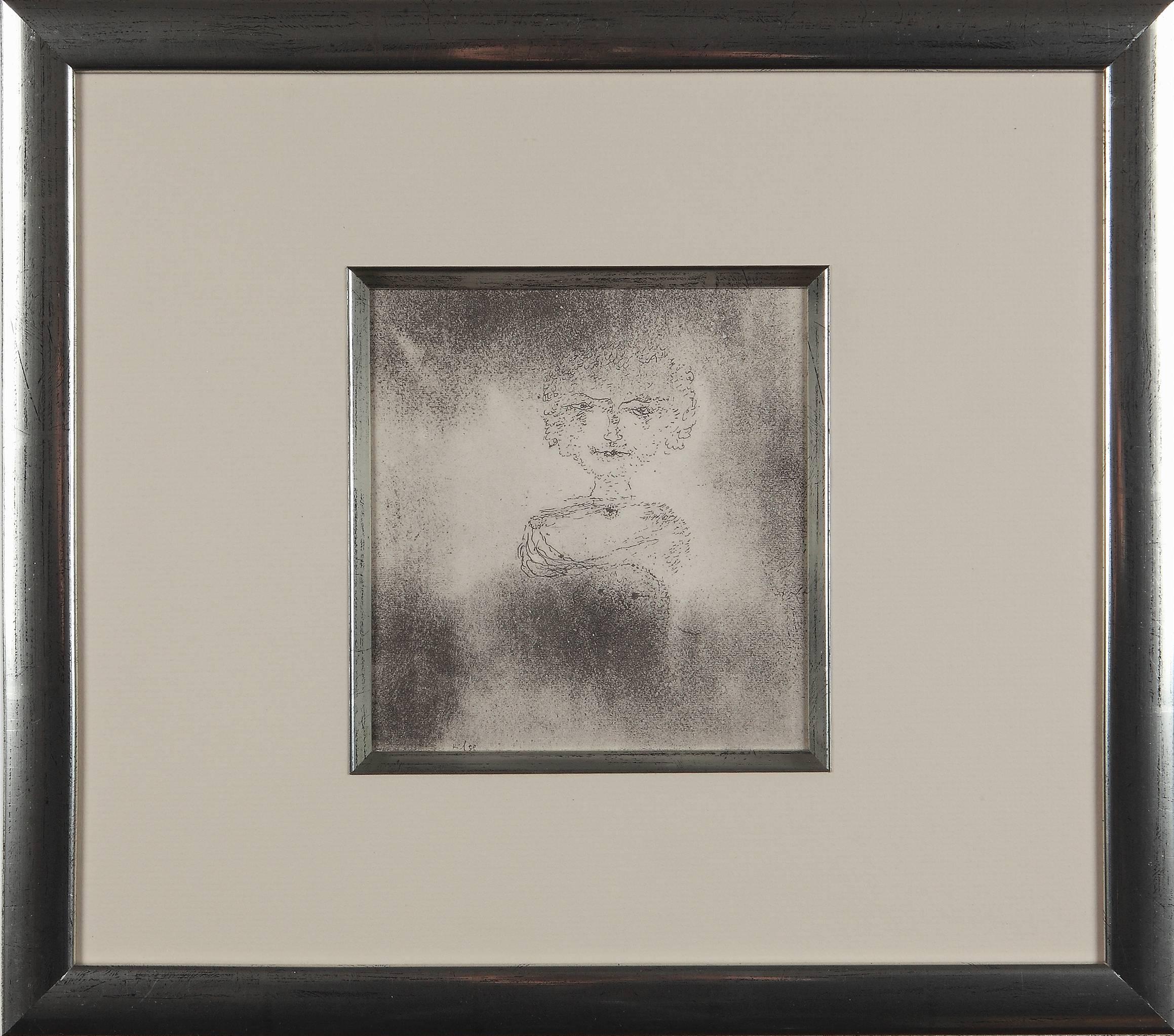 (after) Paul Klee Portrait Print - Paul Klee Etching "Bildnis einer Dame mit ihrem Schoßhündchen"