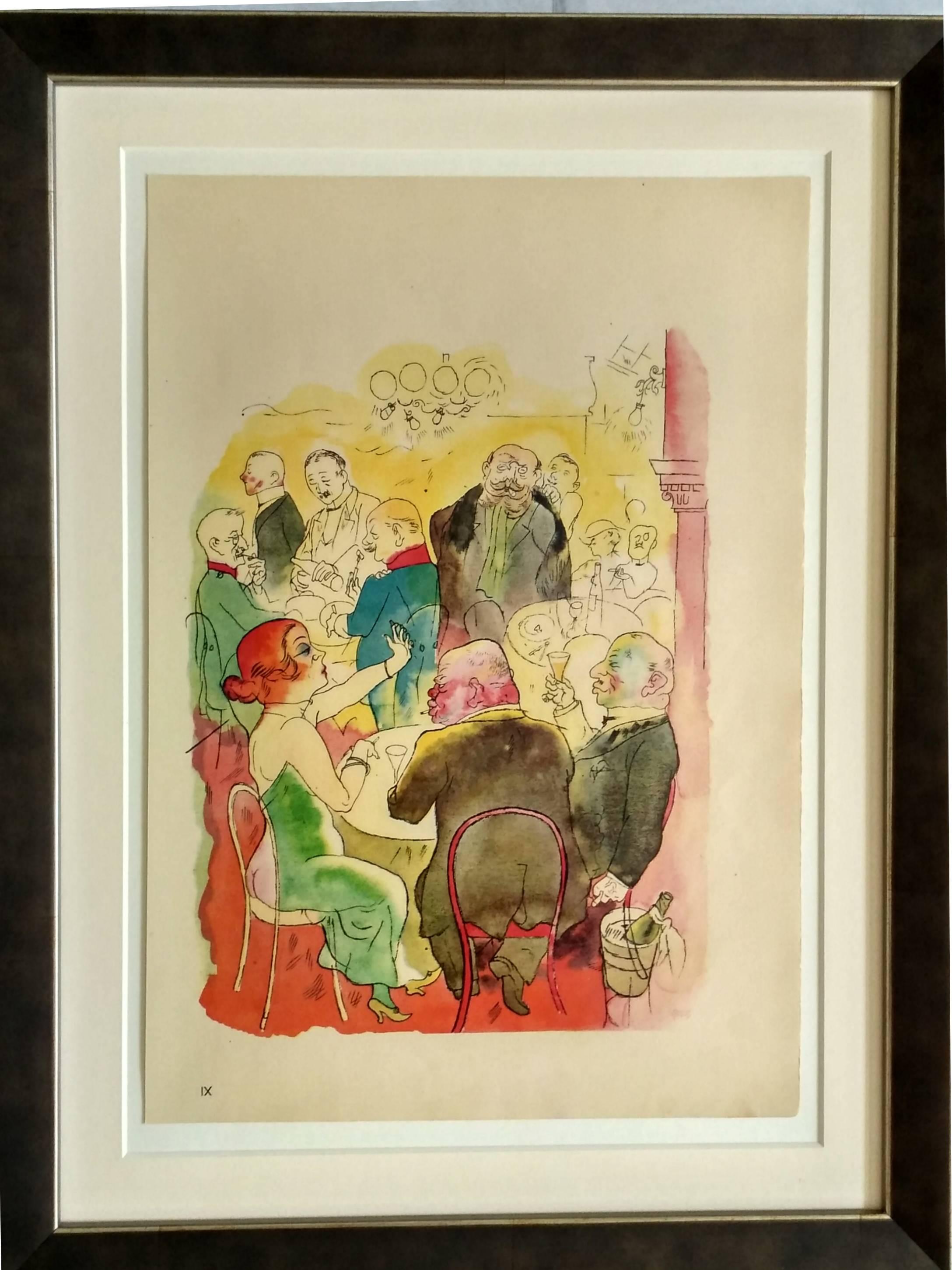 George Grosz Figurative Print - "Soirée"