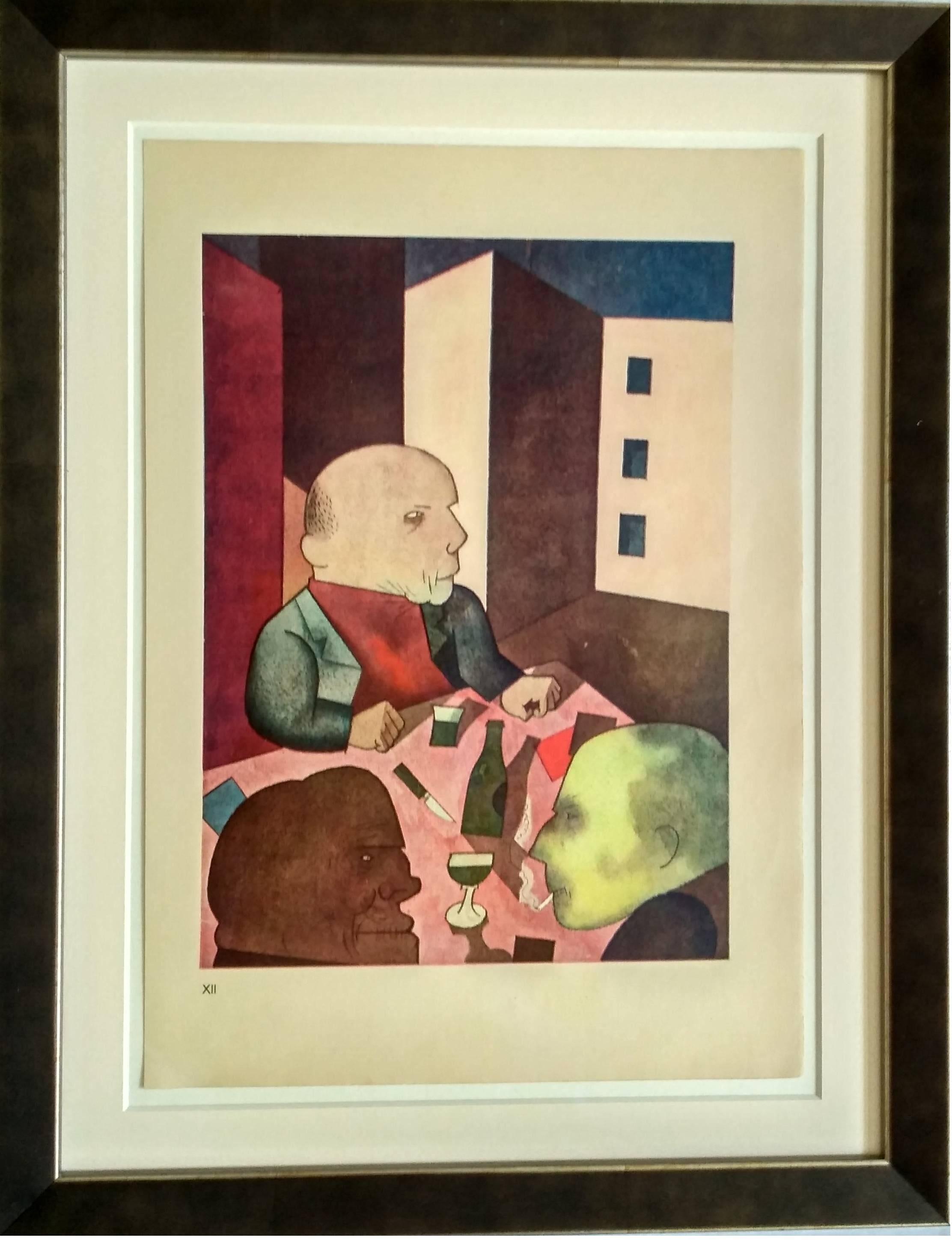 Color Lithograph on handmade paper from Ecce Homo, by George Grosz, 1921
Printed by Kunstanstalt Dr. Selle & Co. AG, Berlin. Published by Malik Verlag, 1923
Numbered in Roman numerals lower left. Here number XII. Under museum glass